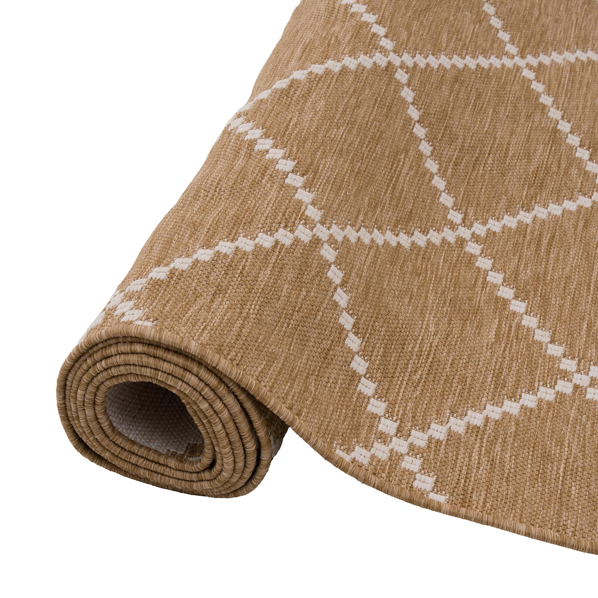 Snapstyle Tapis intérieur & extérieur Newport Beige – Tapis réversible à Motif Losanges pour Balcon et terrasse