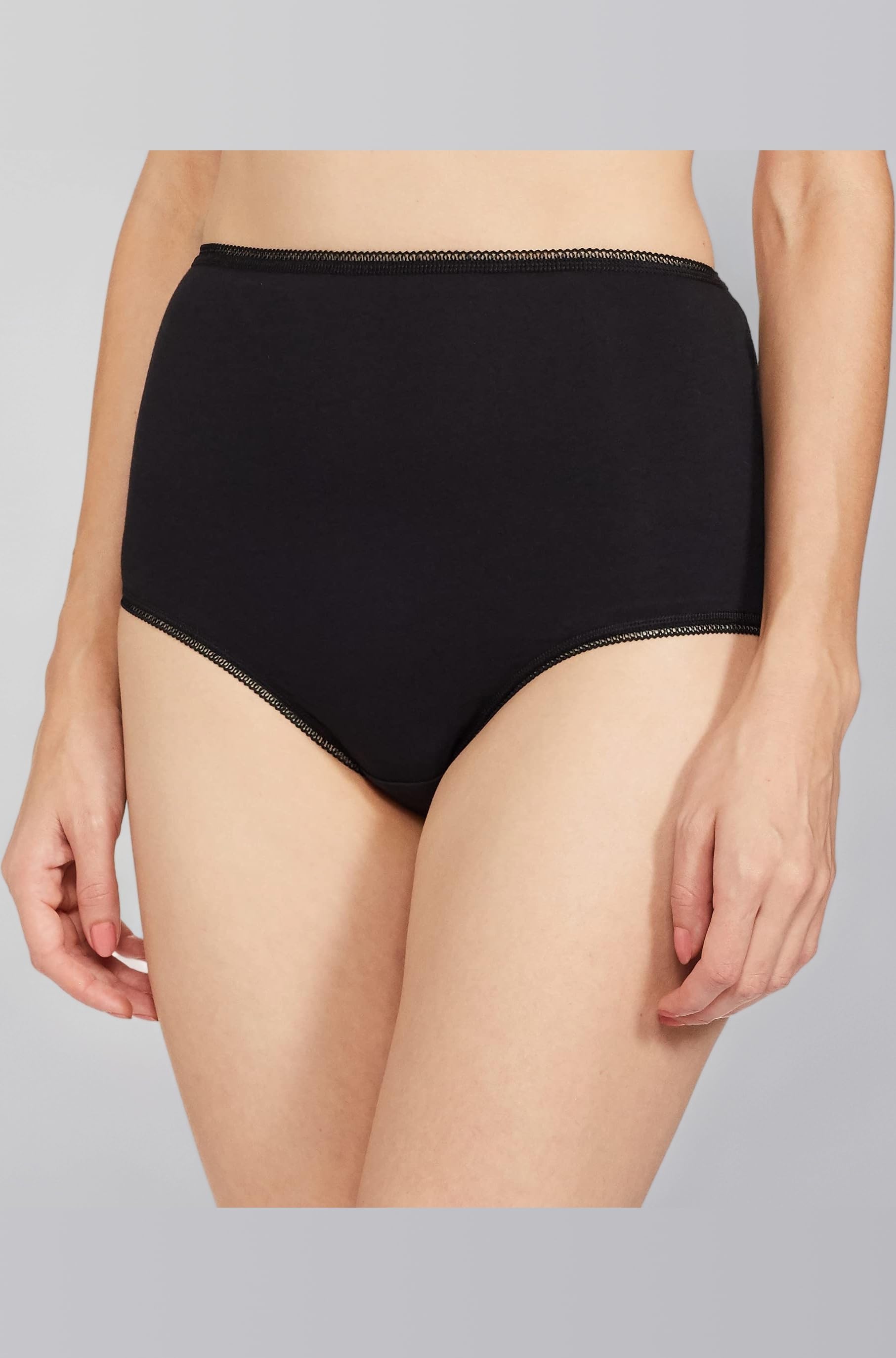 Womens Cotton Blend Solid High Rise Full Briefs (Pack of 5)