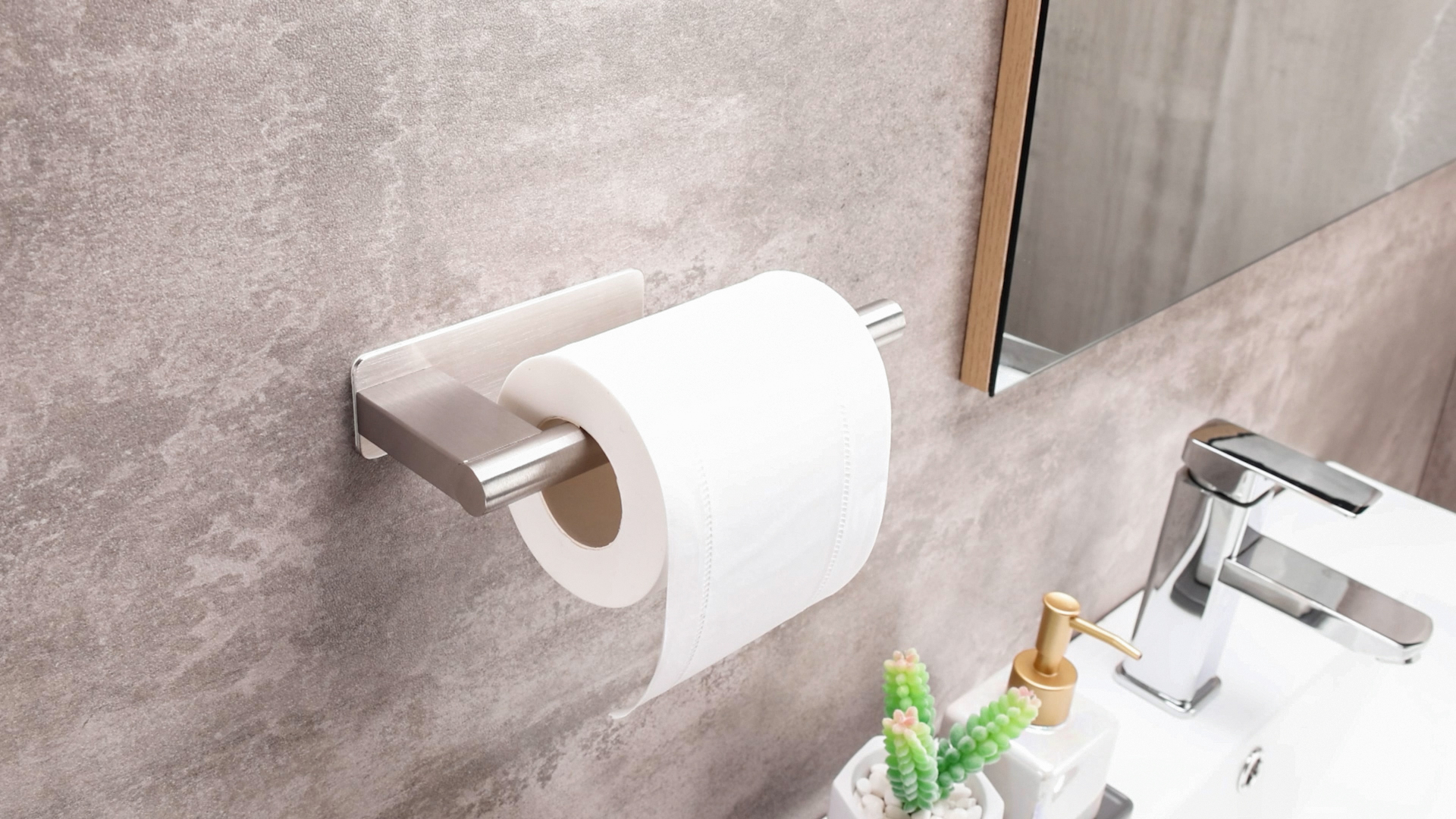 Toilettenpapierhalter Selbstklebend Von Eolax – 304 Edelstahl, Halboffen, Ohne Bohren – Für Große Rollen, Mit 3M-Klebepad