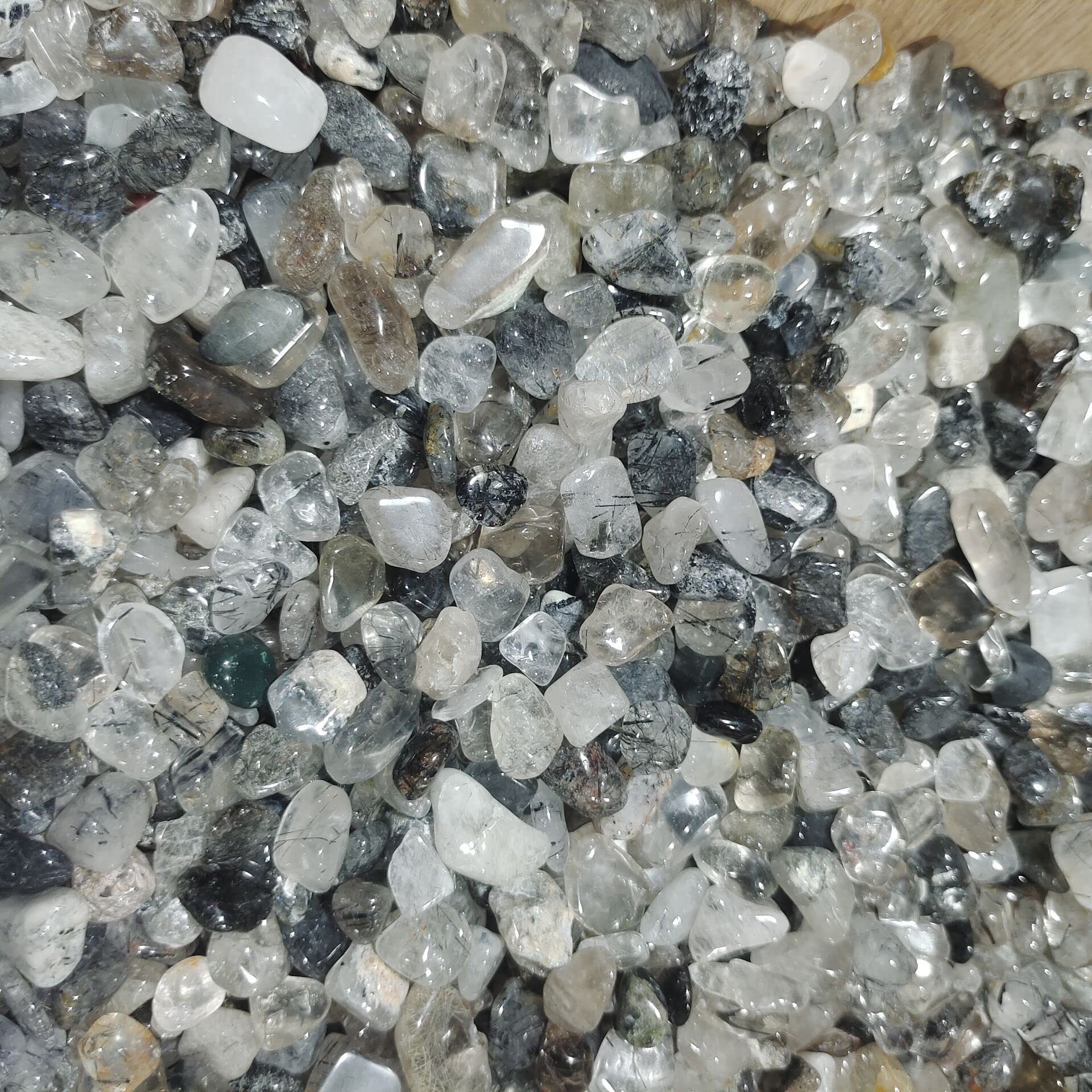 Grava Decorativa para acuarios, Piedra triturada de Cristal Reiki Negro for decoración de Acuario y jardín (100 g o 300 g)(300g)