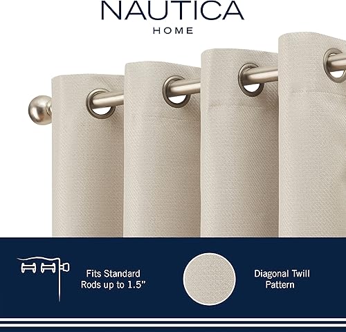 Miniatura 2 de Nautica Cortinas opacas para el hogar, Providence Ultimate Blackout Classics, cortinas térmicas de privacidad para dormitorio o sala de estar, juego