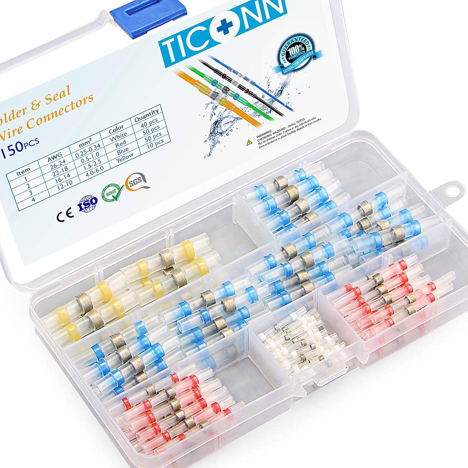 TICONN 200PCS Heat Shrink Butt +150PCS Solder Seal Wire Connectors