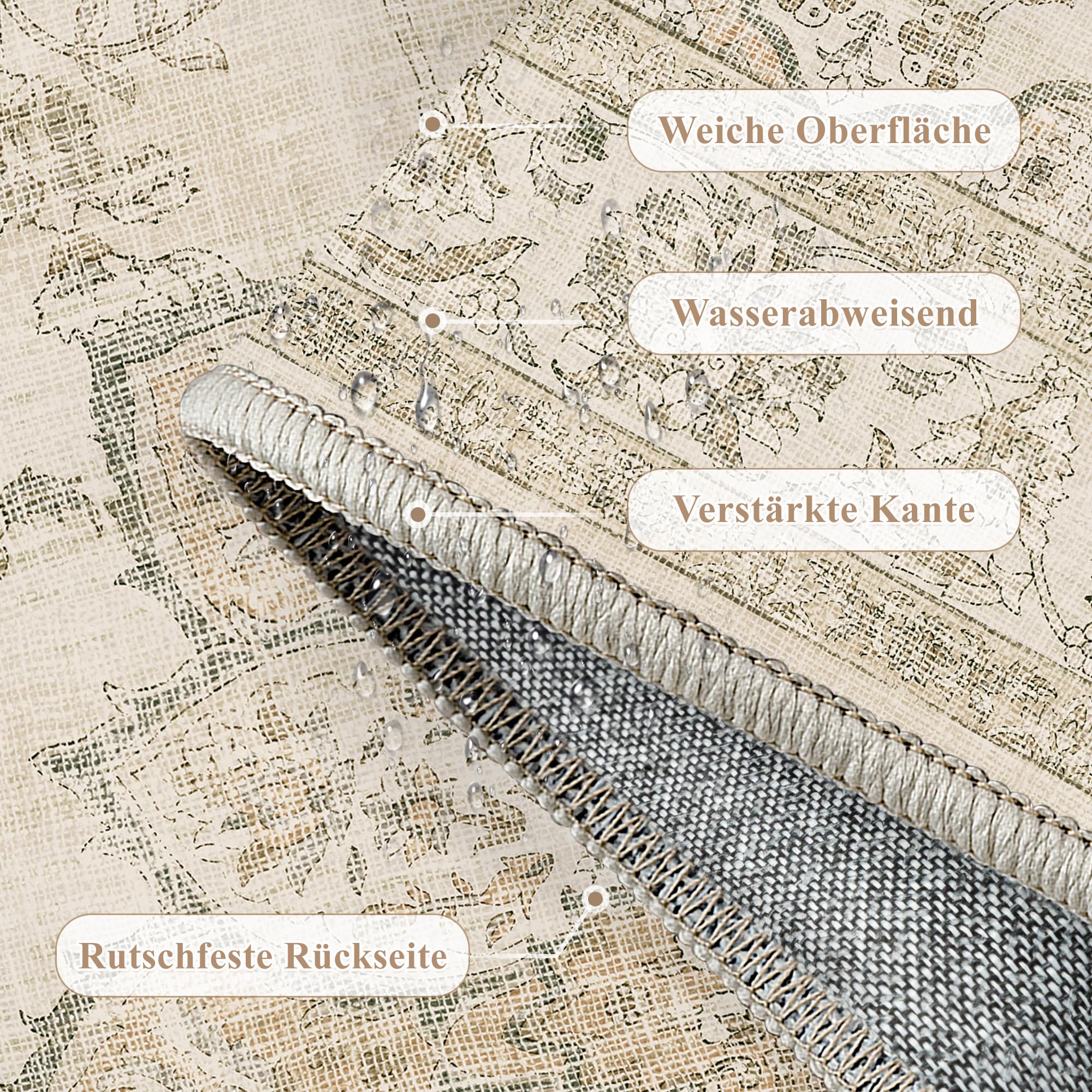 PureCozy Beige Teppich Wohnzimmer 160x230cm Vintage Wohnzimmerteppich Waschbarer rutschfest Weich Groß Carpet Teppiche Schlafzimmer Esszimmer Büro Kurzflor Tepich Rug | Rutschfest, Vintage, groß, Teppich, Schlafzimmer, Bettfuß, Wohnzimmer, Esszimmer, Tepp