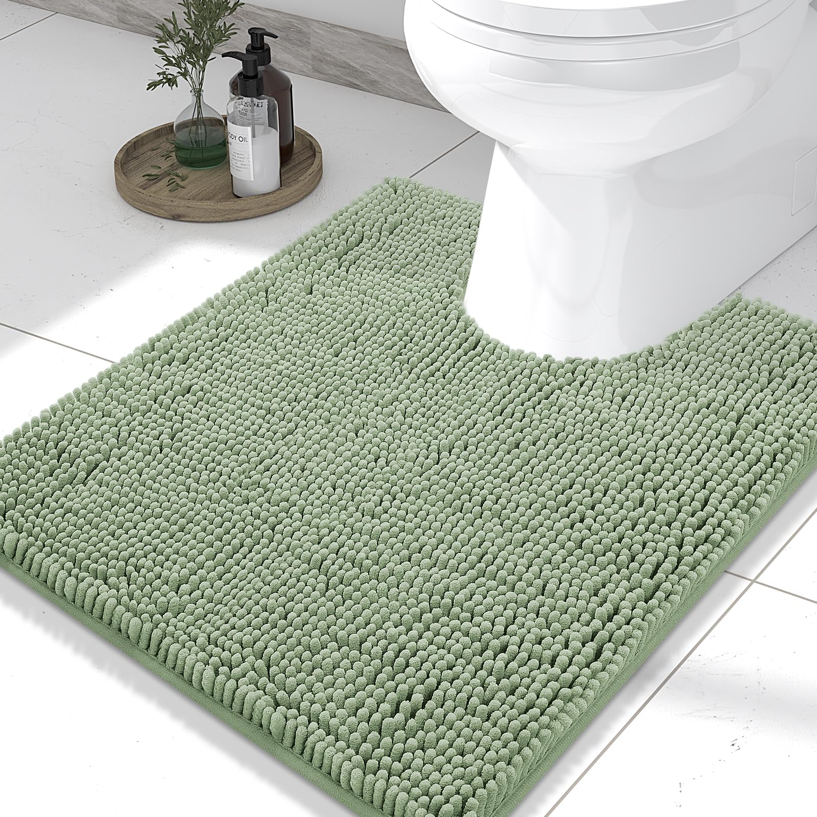 Smiry Toilet Rugs U-Shaped 24x20, Extra Soft Absorbent Contoured Bath Mat