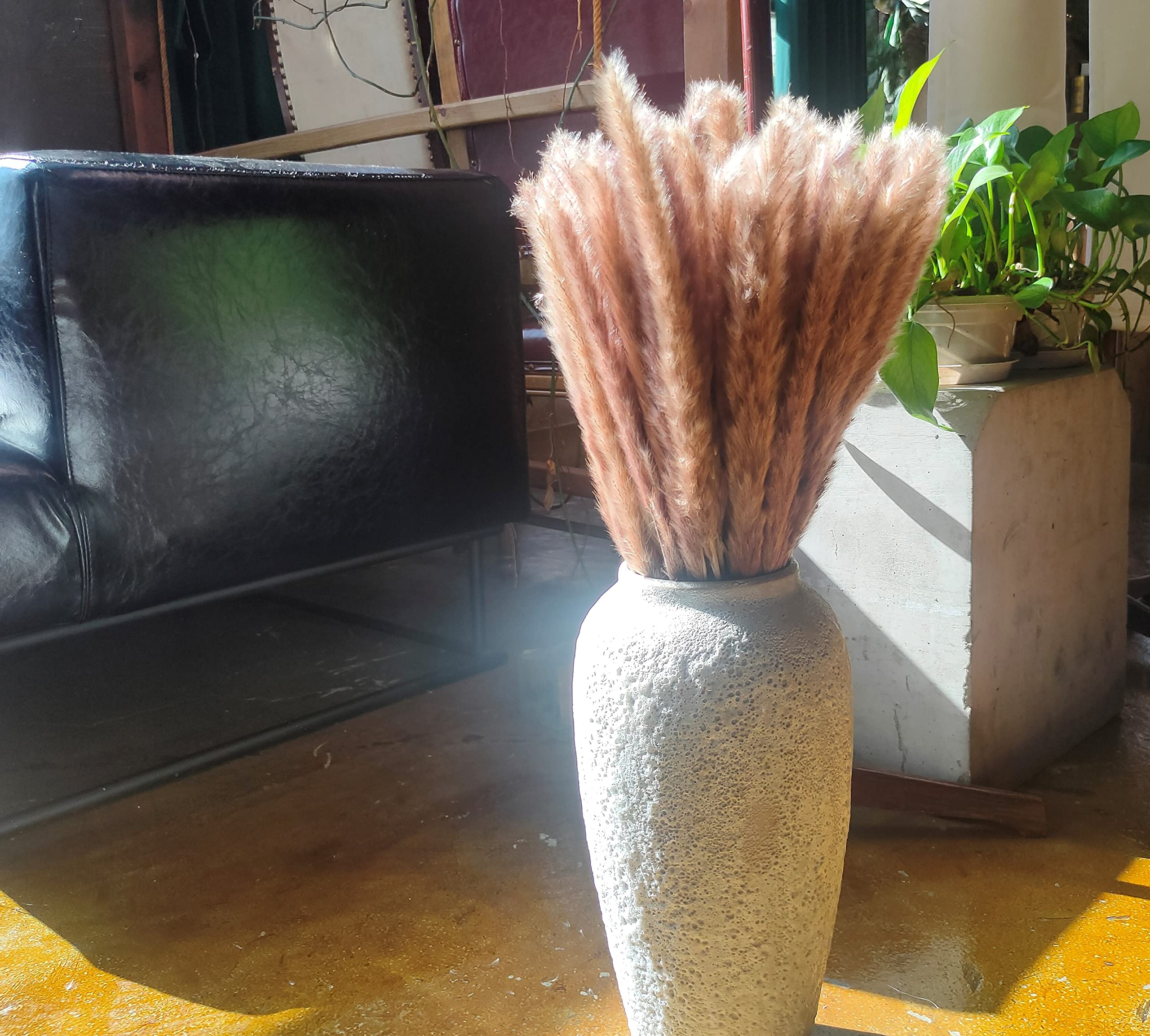 Brown Pampas Grass Decor 45pcs 22.4", Clean Fluffy Not Easy to Fall off, Natural Color Dried Pampas Grass Bouquet for Tall or Short Vase,Wedding Decor Boho Flowers Decor for Home Living Room Table