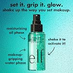 e.l.f. Spray fixateur Power Grip Dewy, Brume ultra fine à base d'acide hyaluronique, Fixe le maquillage pour un fini hydraté et lumineux, Végane et sans cruauté