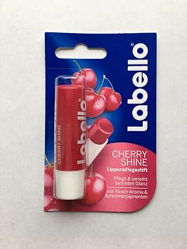 Lip Balm Bundle containing 6 Different Labello Lip Balms - Pearly Shine, Cherry Shine, Mango, Black berry Shine, Soft Rose, Watermelon Shine