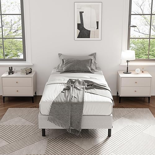 Miniatura 6 de Base de cama de tamaño individual, marco de cama Metal Basics de 9 pulgadas, base de alto perfil para somier, soporte de 6 patas, sin ruido, fácil