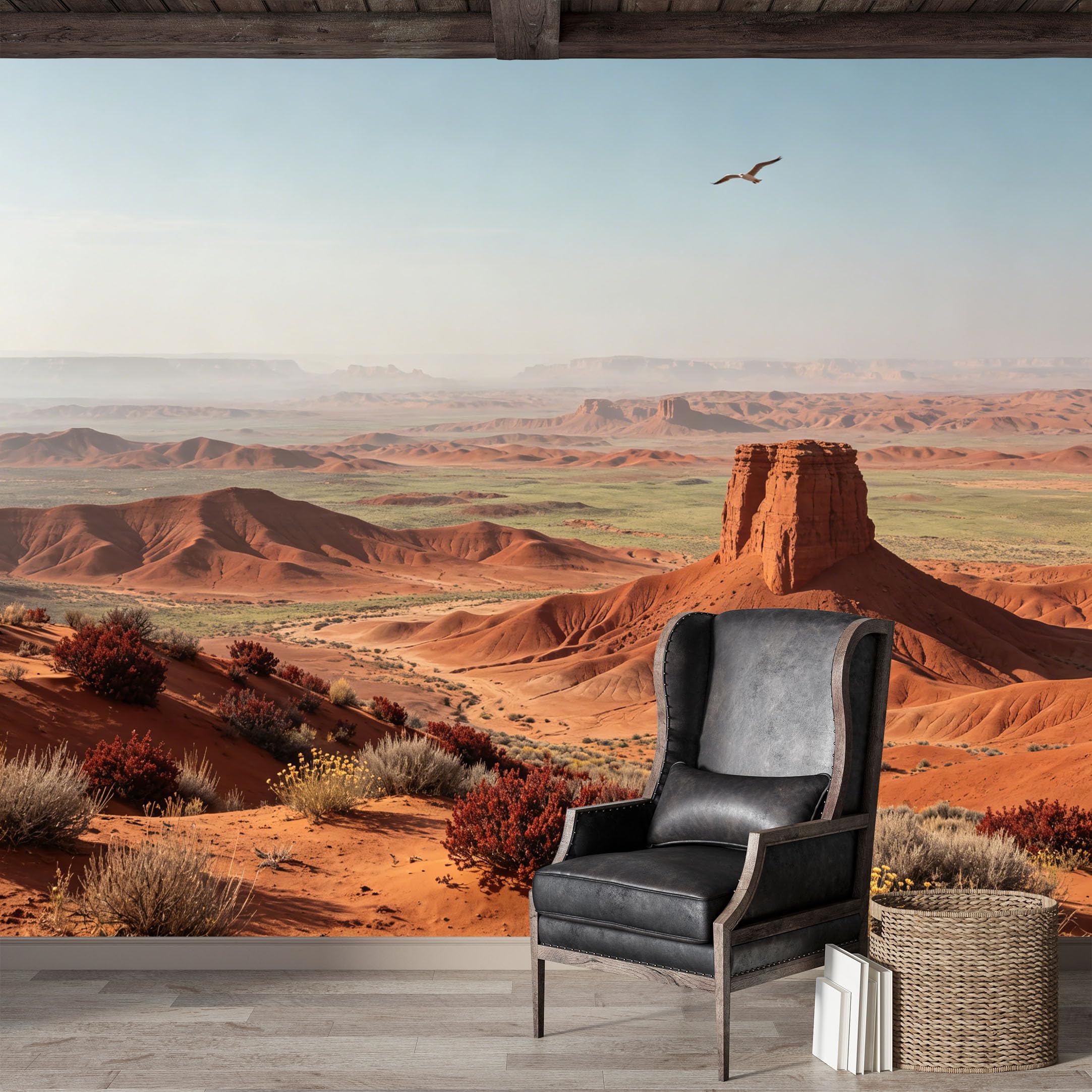 Custom Size Wall Mural,Desert Landscape Eagle Sky Panoramic Premium Water Activated SelfAdhesive Wallpaper,Removable Wall Covering,Easy DIY Install Wall Art for Indoor Home Decor