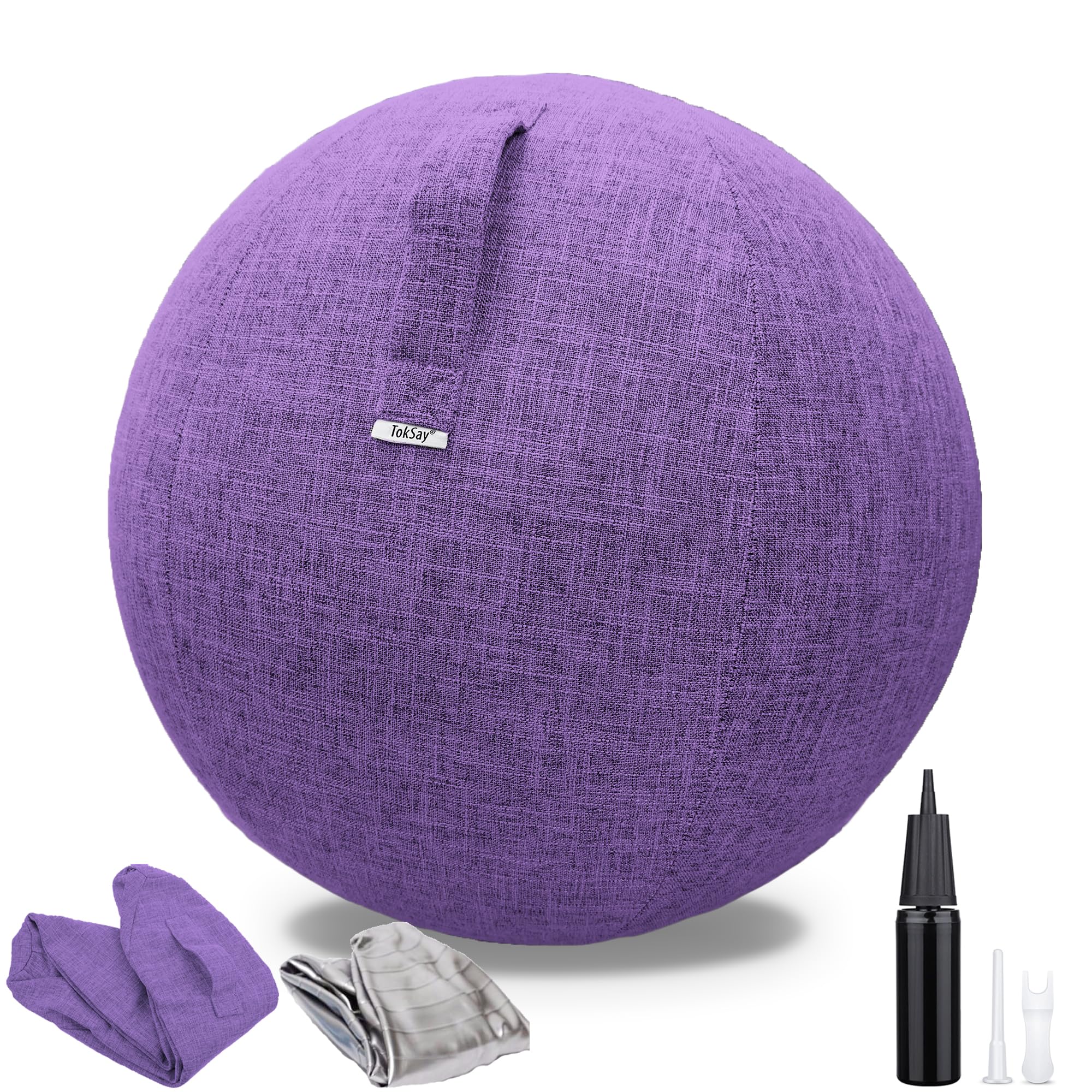 TokSayExercise Ball Chair with Fabric Cover(25IN/65CM), Pilates Yoga Ball Chair for Home Office Desk, Pregnancy Ball & Balance Ball Seat, Improve Posture, Birthing Ball for Pregnancy