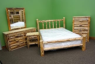 Rustic Pine Log Bedroom Suite - 5pc - Twin Log Bed