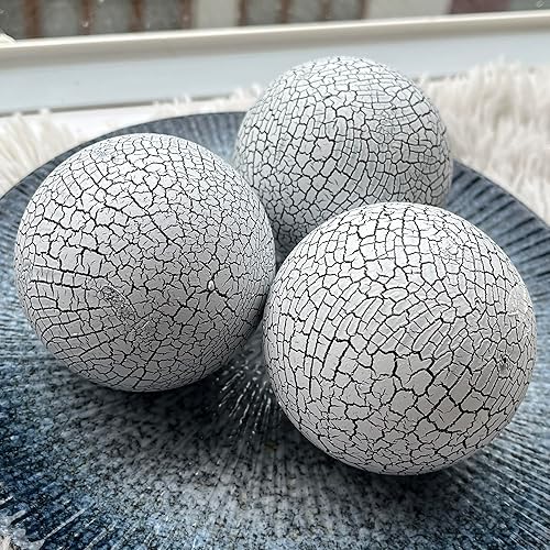 Miniatura 8 de Juego de 6 orbes decorativos para cuencos y jarrones, bolas redondas de howlita blanca de resina de 2.6 pulgadas para sala, comedor, mesa de café,