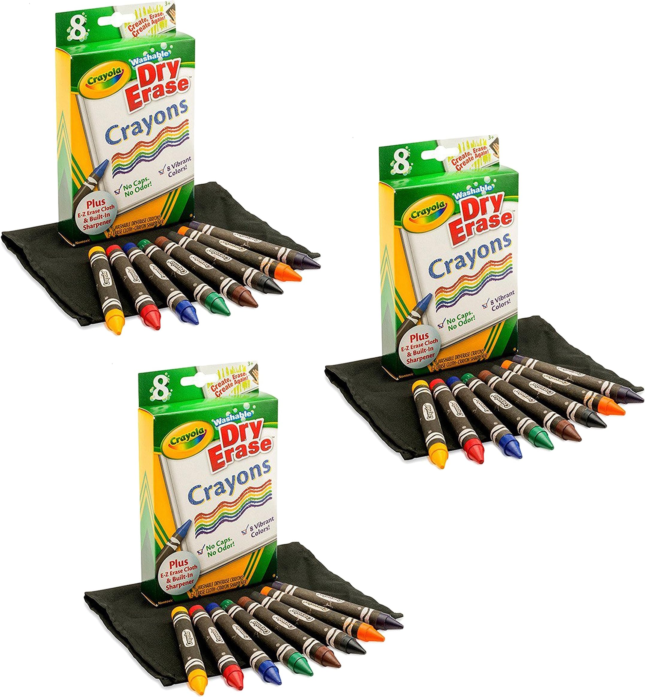 Crayola Washable Dry Erase Crayons (8ct), Includes Eraser Mitt & Sharpener