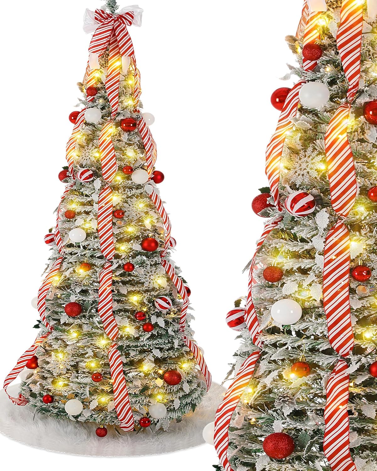 árbol De Navidad 60 Cm Con Luces Árbol De Navidad Pequeño De Nevada, 50 Ramas, 60 Cm, Decoración árbol Con Adornos Incluidos
