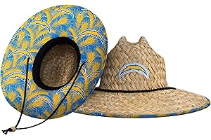FOCO Men's Los Angeles Chargers NFL Team Logo Floral Lifeguard Beach Straw Sun Hat