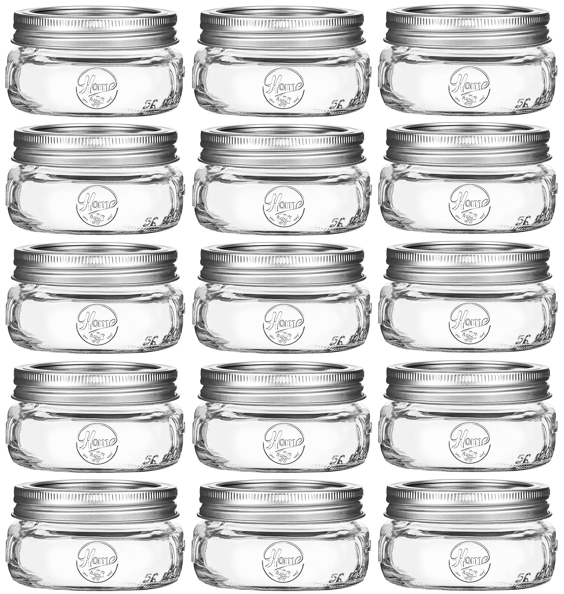 Mason Jars 8 oz - 16 Pack 8 oz Glass Mason Jar Wide Mouth with Airtight Lids and Bands, Half Pint Small Canning Mason Jars for Pickling, Meal Prep, Jam, Honey, Spice, Overnight Oats, Wedding Favors