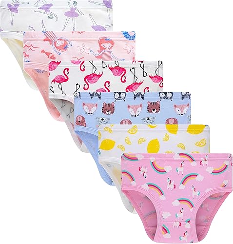 KikizYe Bragas de algodón suave para niñas pequeñas y grandes, ropa interior surtida