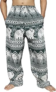 RaanPahMuang Mixed Art Print Rayon Side Pockets Straight Leg Cargo Pants, Small, Green