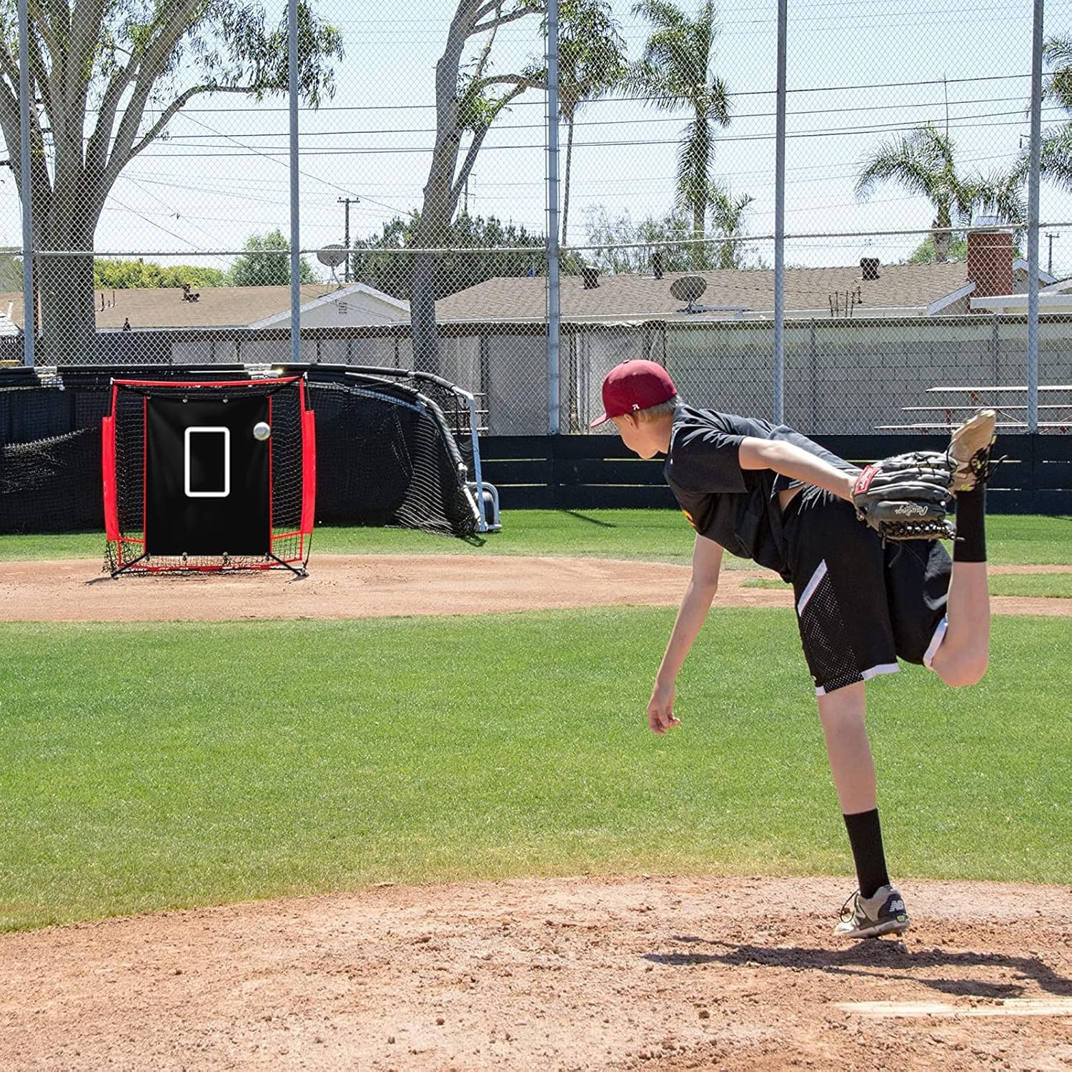 FINGER TEN Baseball Batting Cage Backstop Backdrop 4' x 6' Softball Strike Zone Target for Pitching Net