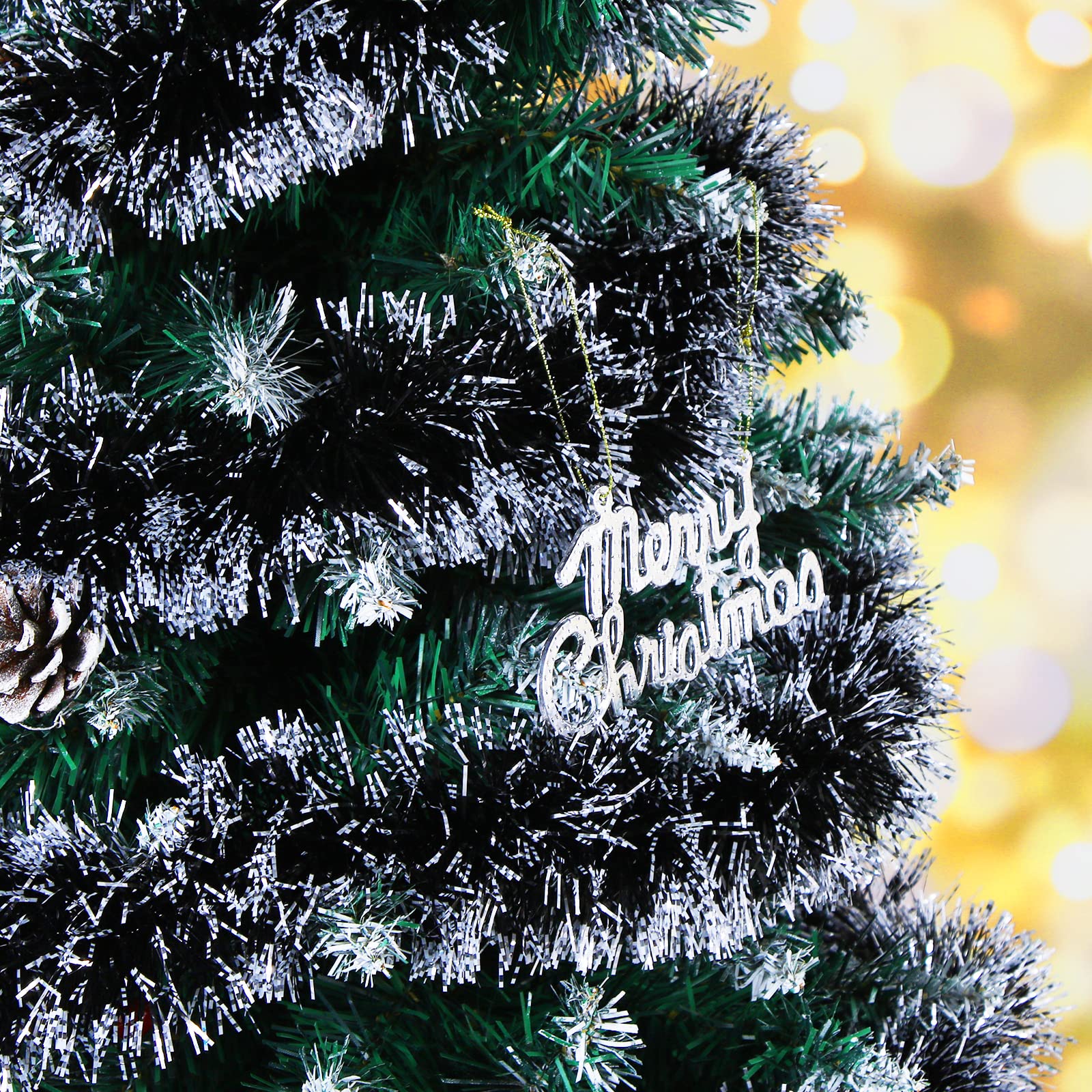 10 M Schwarze Lametta-Girlande Mit Sternen – Metallisch Glänzend Für Weihnachtsdeko