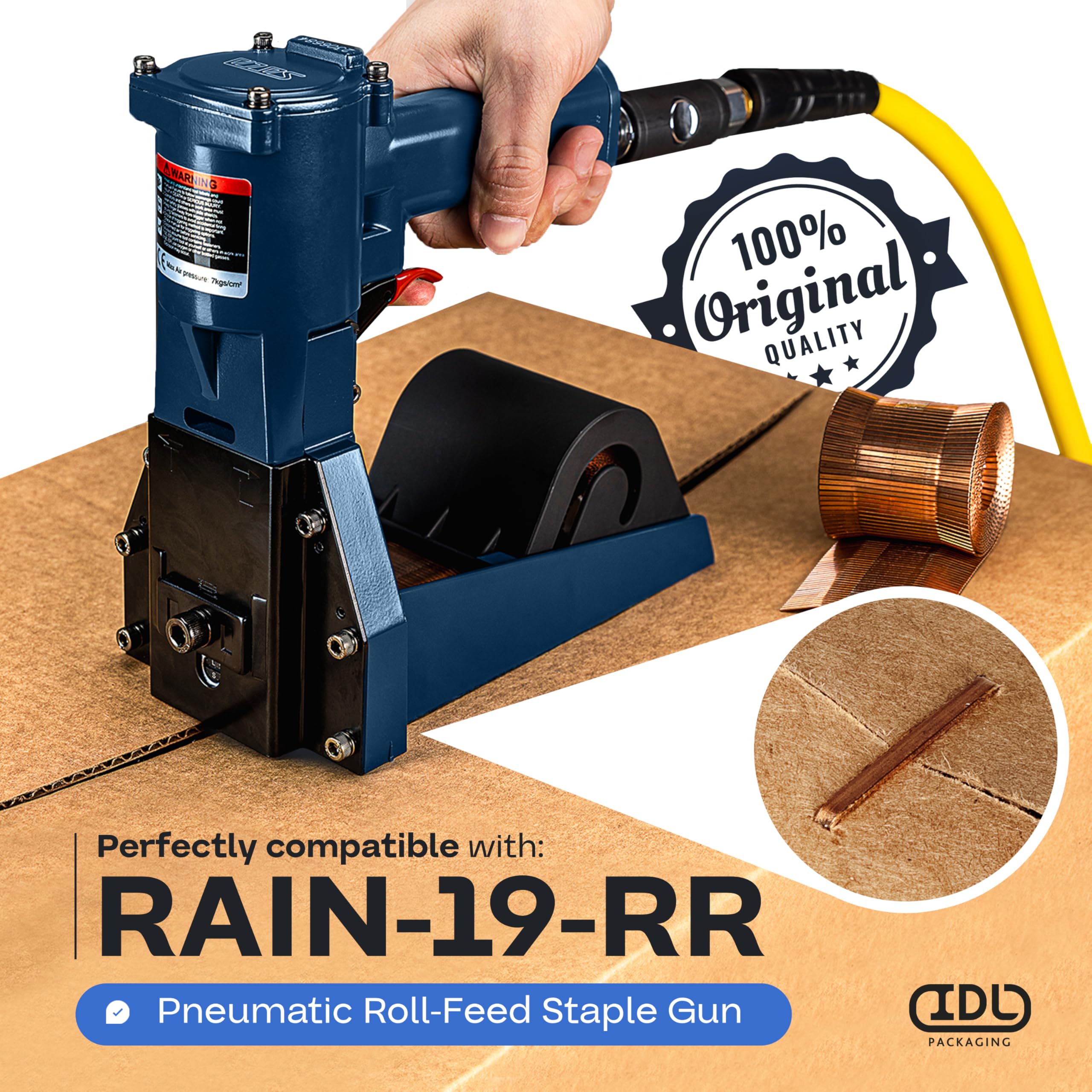 Rollo de grapas resistente para RAIN-19-RR, 1 1/4 x 3/4 x 0.08 pulgadas (10 cajas, 10000 piezas) - Grapas para grapadora industrial resistente - Grapas resistentes para pistola grapadora - Caja de