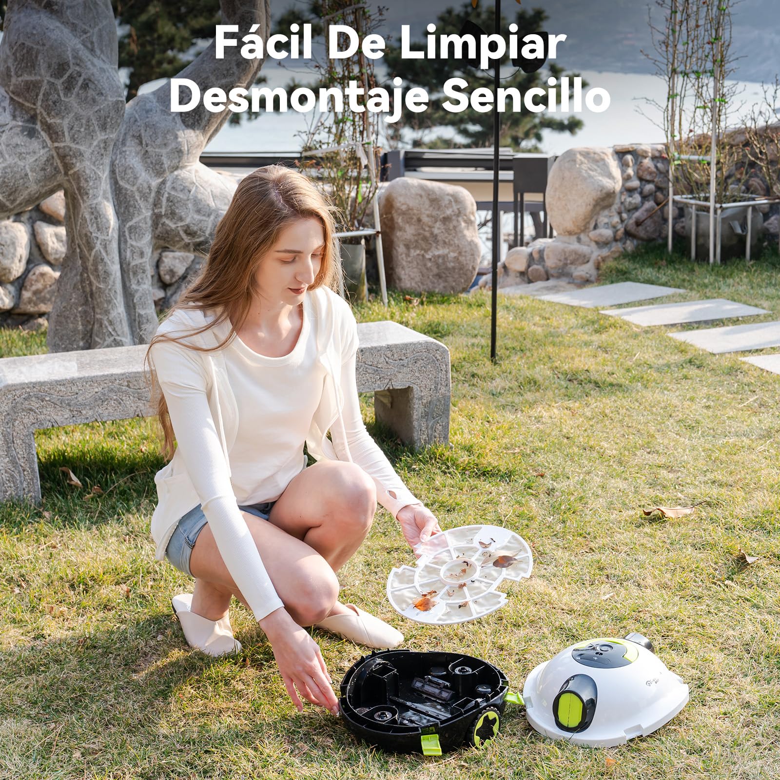 Y10 Robot Limpiafondos Piscina, Robot de Piscina Sin Cable, 100 Min de Limpieza del Suelo, Robots de Piscina para Piscinas de hasta 120㎡, Estacionamiento Automático, Filtro180μm (Blanco) — view 7