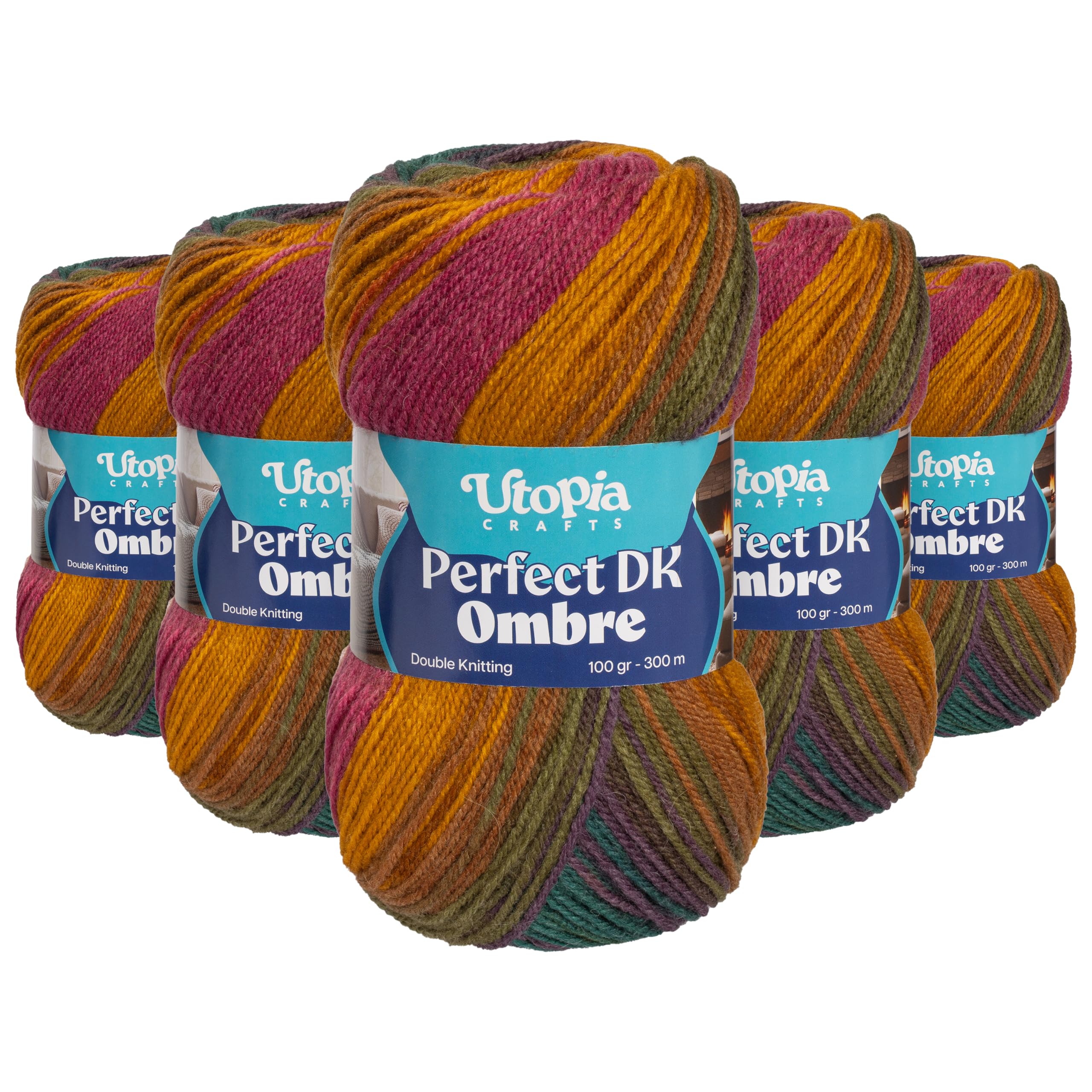 Utopia Crafts DK Ombre Multicolour Double Knitting Yarn 5X 100g (007)