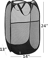 Vista 5 de Paquete de 2 cestas de lavandería emergentes plegables, cesta de lavandería plegable de malla con asa duradera, fácil de abrir y plegar