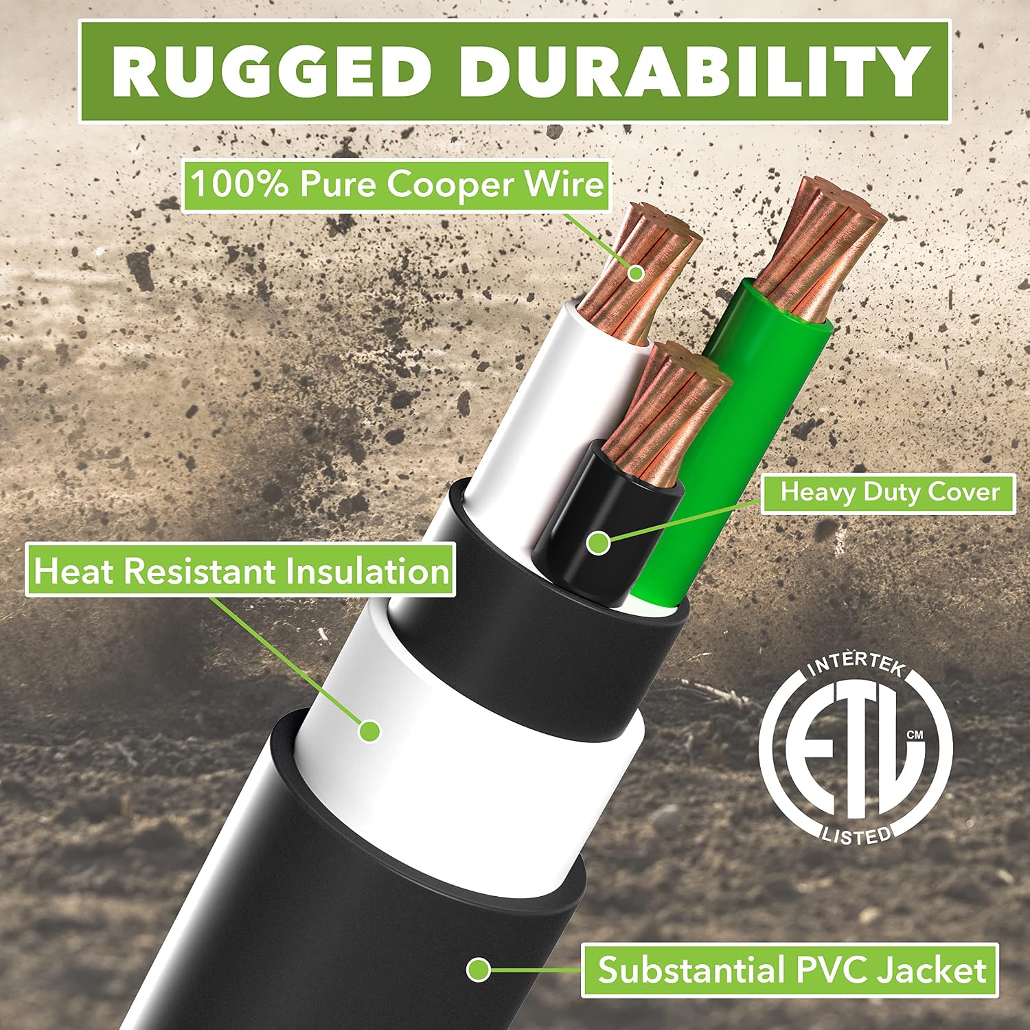 10 Ft 30 amp RV Power Extension Cord with LED Power Indictor - 30 Amp Male to 30 Amp Female Standard Plug (30 Amp - 10 Foot)