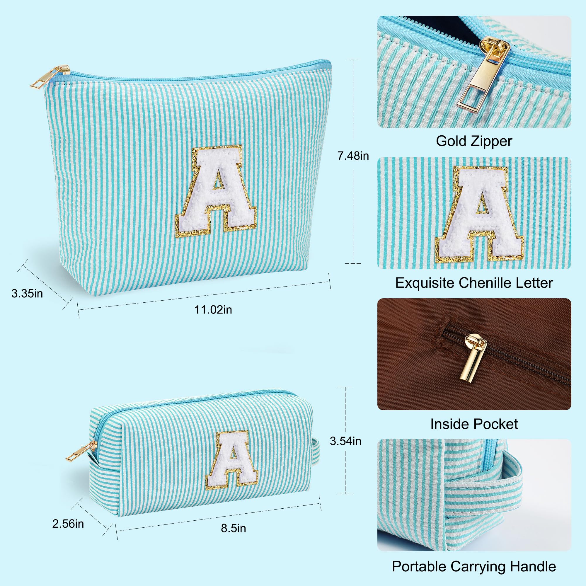 Parima Personalized Makeup Bag for Women - Cosmetic Bag Travel Toiletry Bags Brush Holder Birthday Gifts for Women Her Wedding Bridesmaid Friend Sister Teacher Wife Pink Initial A Personalised Gifts — view 16