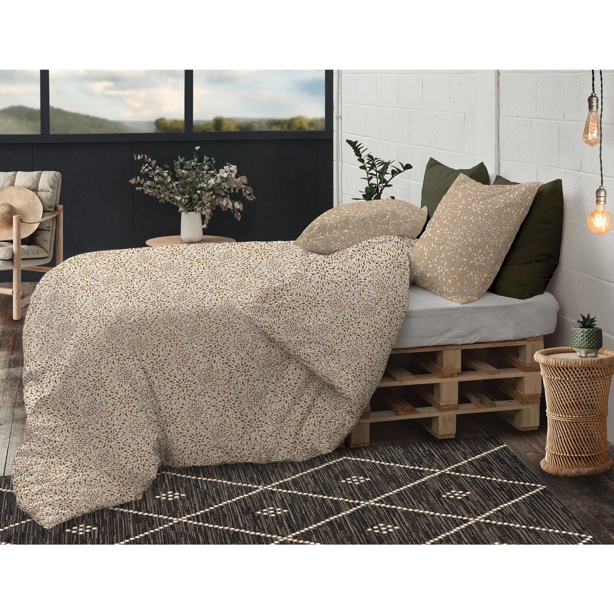 VÅRBRÄCKA Funda Nórdica Y 2 Fundas Almohada, Beige/blanco, 240x220/50x60 Cm
