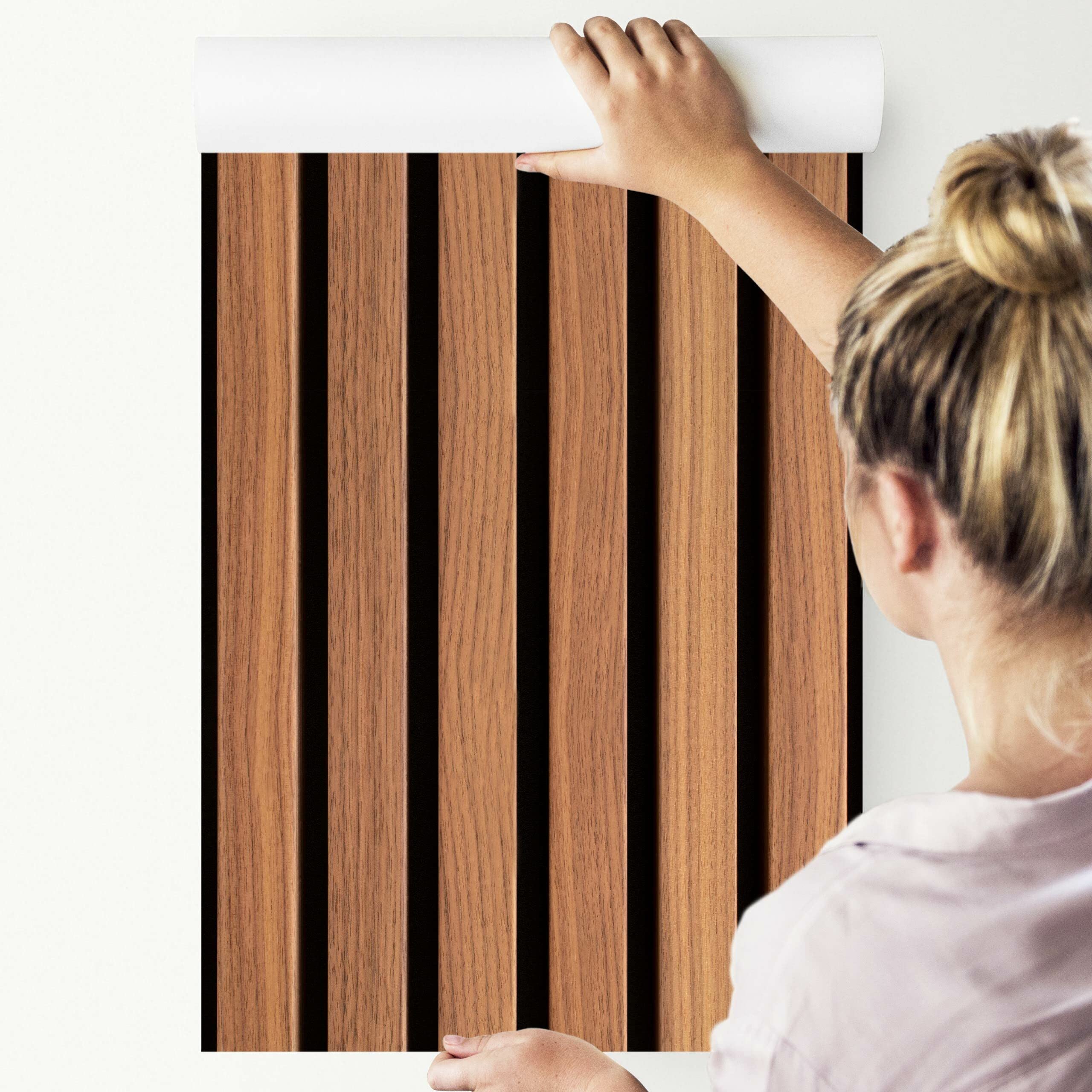 Muralo Behang vliesrollen Br. 53 cm x La. 10 m BRETTER lamel imitatie hout wandbehang decoratie muursticker voor woonkamer slaapkamer logeerkamer kantoor