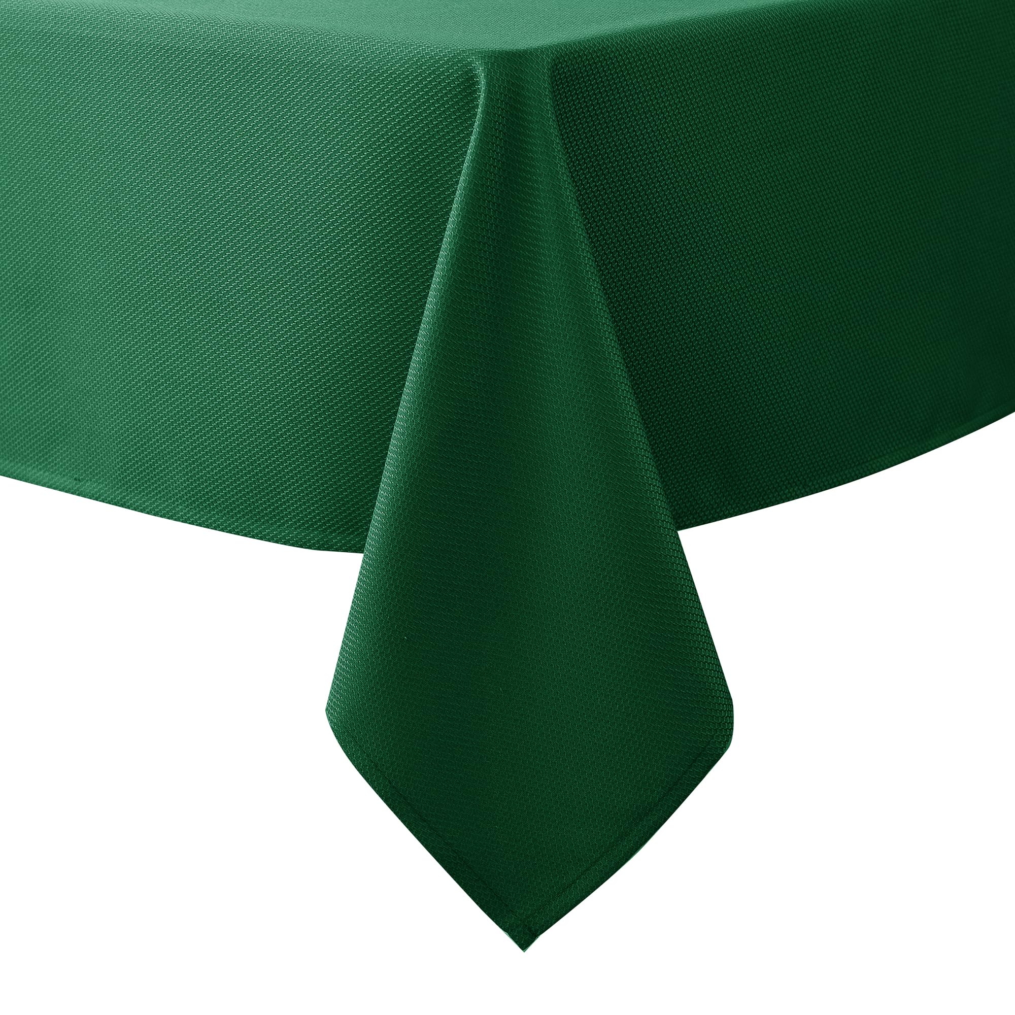 Biscaynebay Textured Fabric Christmas Rectangle Table Cloth 52x70 Inches, Hunter Green Water Resistant Spill Proof Tablecloths for Dining, Kitchen,