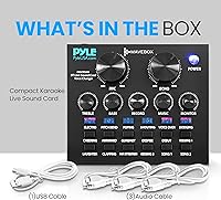 Vista 8 de Pyle PKSCRD208 - Mini interfaz de audio Bluetooth, mezclador de podcasts, transmisión en vivo para PC y iPhone, cambiador de voz V8 con 12 efectos