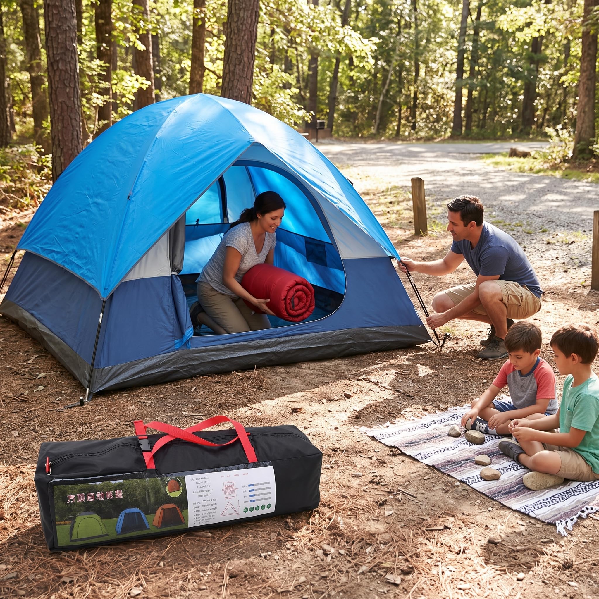 Up Zelt für 3-4 Personen – Automatisches Camping Zelt mit Schnellaufbau, Wasserdicht