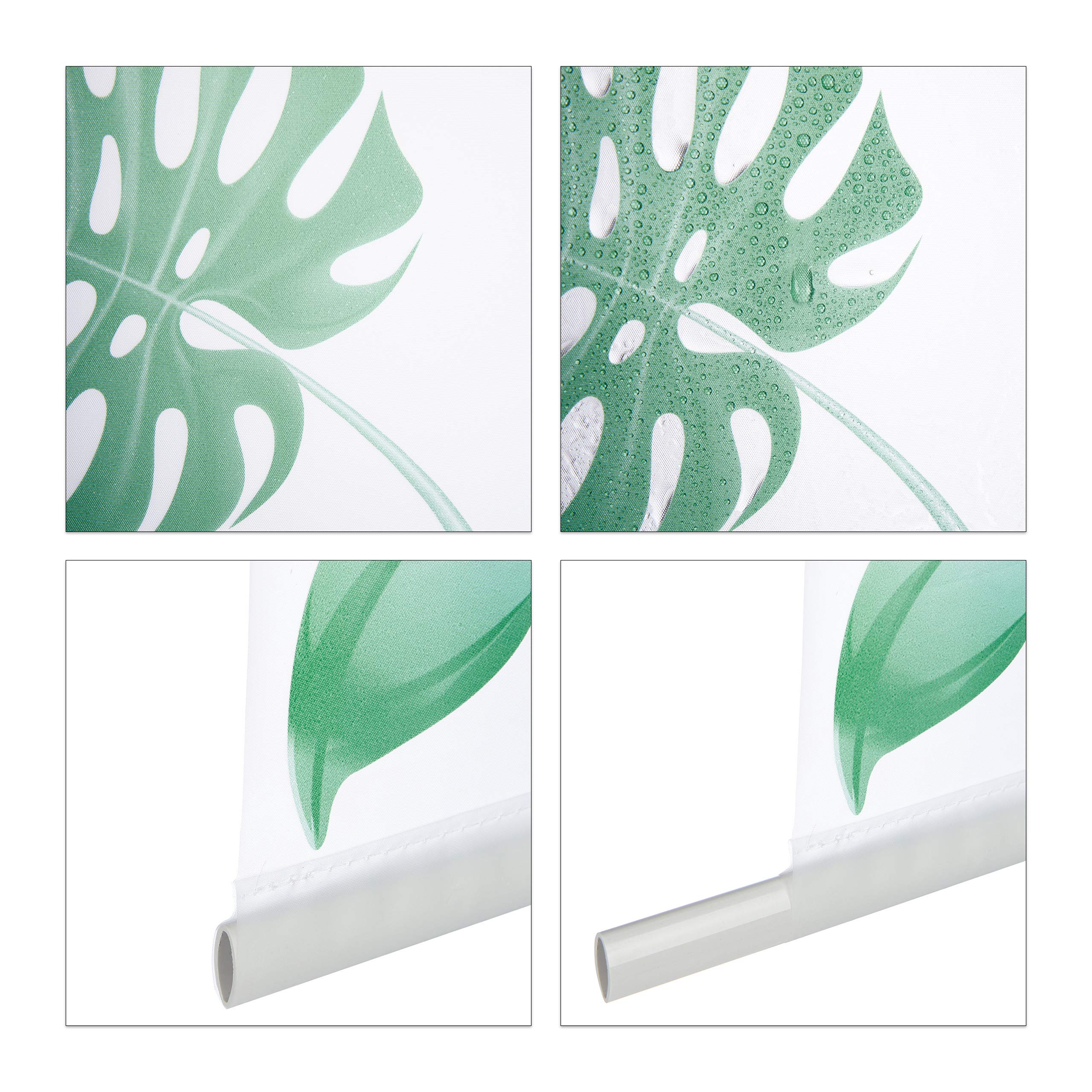 Relaxdays Store de Baignoire, 160 x 240 cm, Rideau de Douche Hydrofuge, Plafond & fenêtre, Pare-Bain, Blanc/Vert