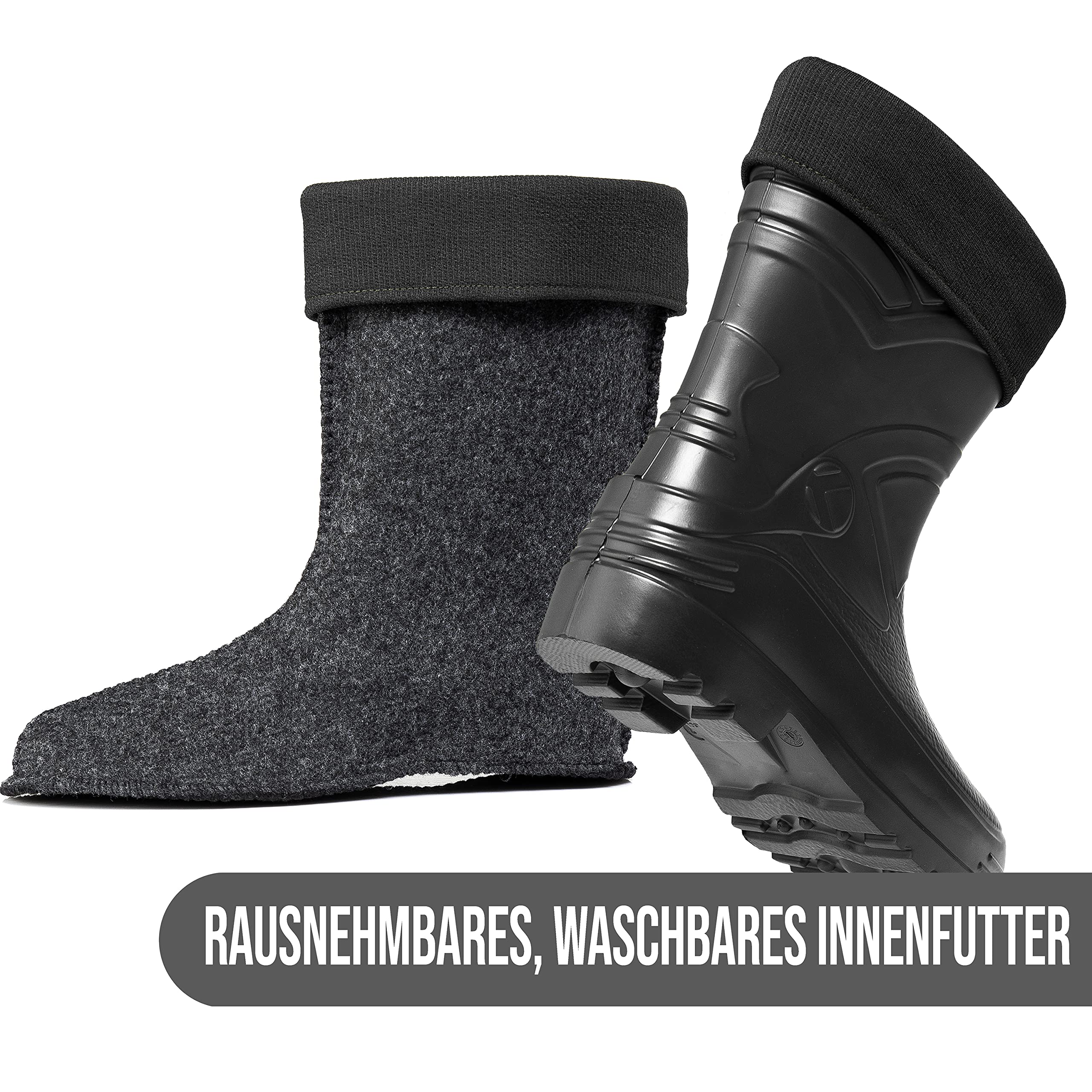 CLIMBR Ultraleichte gefütterte Gummistiefel Herren EVA Thermo 40-49 warme Kurzschaft Winter Arbeitsstiefel mit Futter