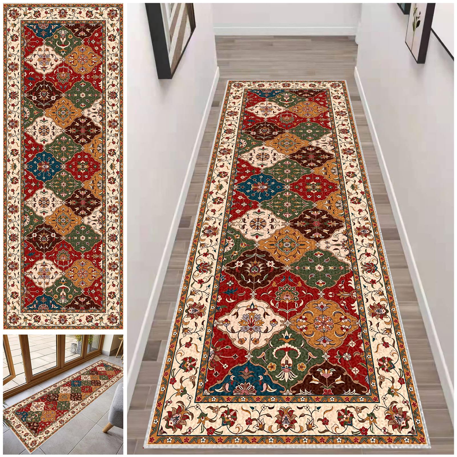 Nadający się do prania, dywan na korytarz, 40 x 350 cm, z krótkim włosiem, chodnik kuchenny, dywan na korytarz, antypoślizgowy bieżnik do korytarza, kuchni, wejścia, jadalni, sypialni