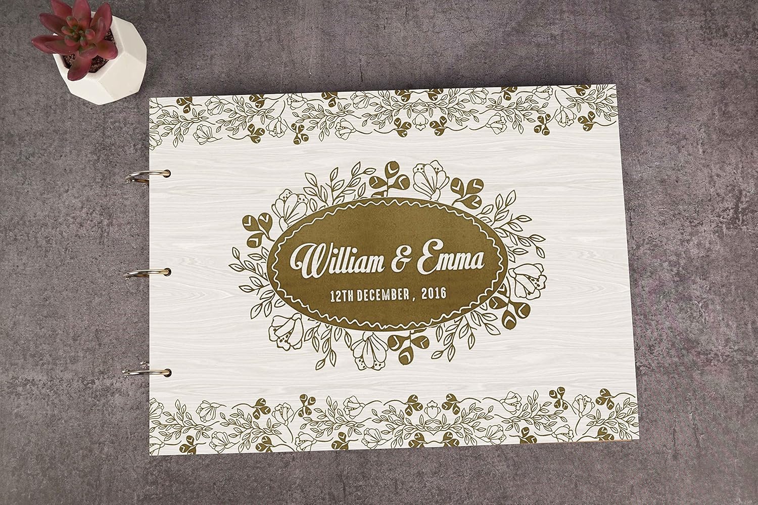 Darling Souvenir Personalized Engraved Laser Cut Wedding Guest Book Wooden Cover Sign-in Book Registry Guestbook Scrapbook-Z5