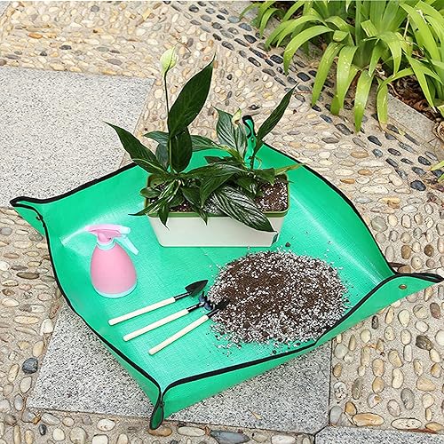 Miniatura 7 de BIUWING Tapete de trasplante de plantas de 39.4 x 39.4 pulgadas, tapete de jardinería plegable grande, impermeable, para interiores y exteriores,