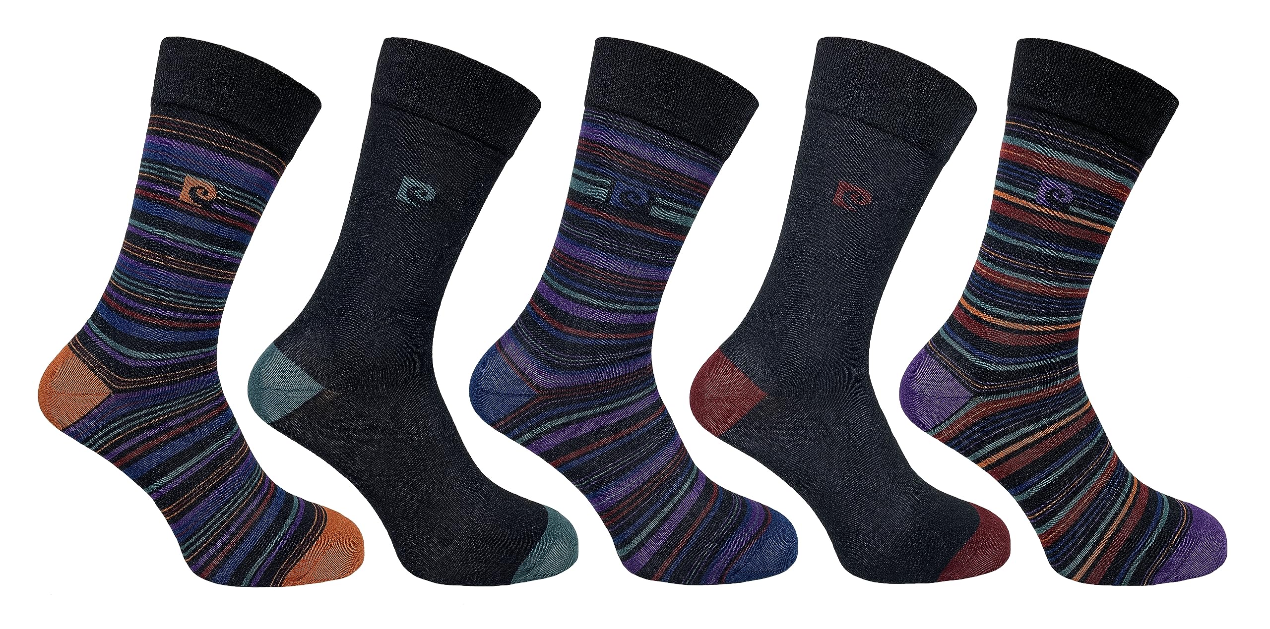 Pierre Cardin Men's Black Mix Stripe Design Socks | 5 Pairs | U.k. Size 7-11 | Work, Everyday, Eco-Friendly (Black Mix Stripe)