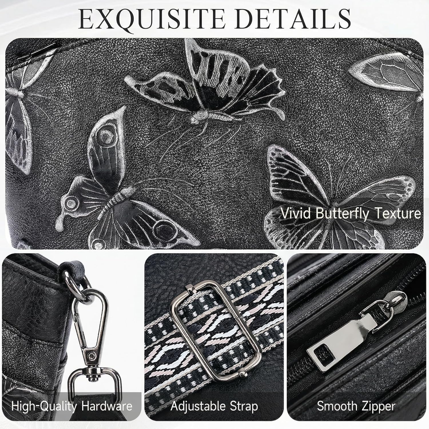 BELTANA Crossbody Purses for Women,Multi Pocket Medium Crossbody Bag,Adjustable Strap Shoulder Bag Butterfly Design | Zipper Pockets, Adjustable Strap, Lightweight, Satchel Bag, Gift for Women - Image 6