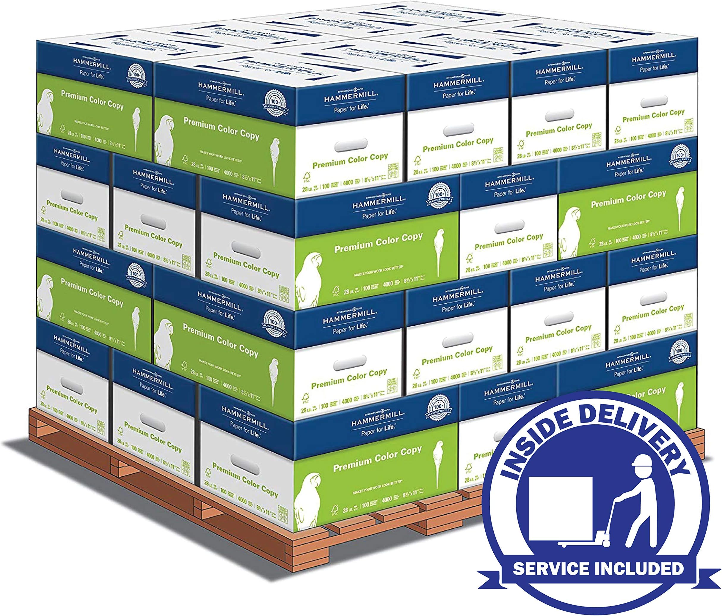 Hammermill Paper, Premium Color Copy Paper Pallet With Inside Delivery (SERVICE INCLUDED) 8.5 x 11 Paper, Letter Size, 32lb Paper, 100 Bright, 1 Pallet