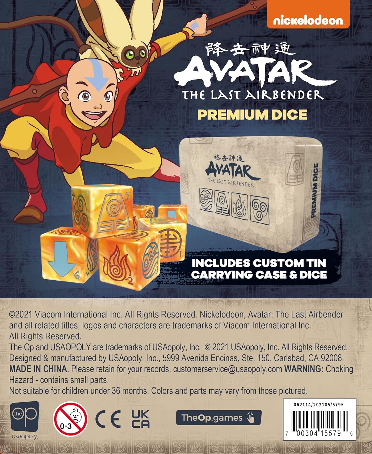 Avatar The Last Airbender Premium Dice Set | Collectible d6 with Custom Tin Case | Officially Licensed 6-Sided Dice, Orange