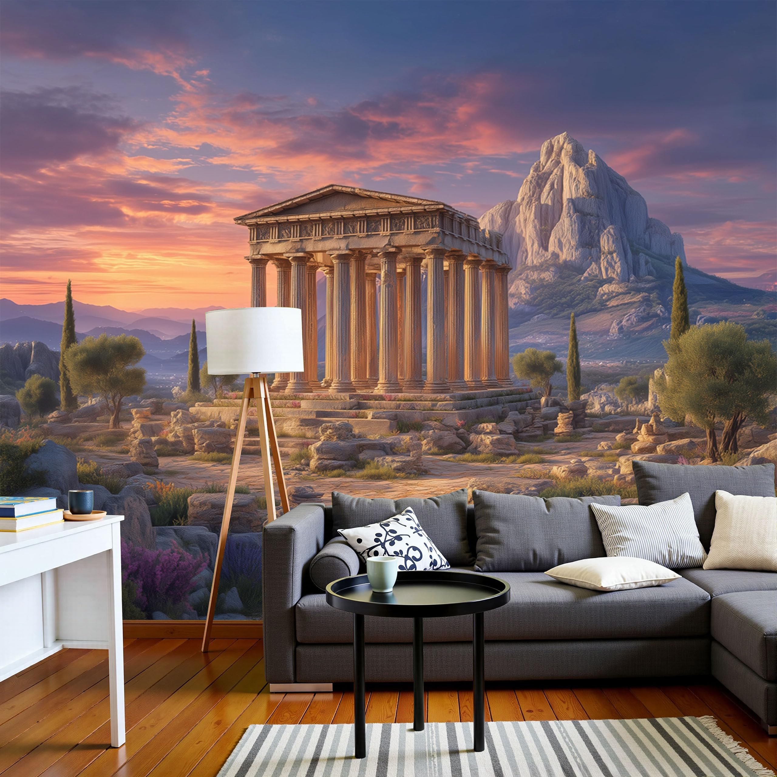 Poster Mural Temple 3D Grand Format pour Salon et Bureau