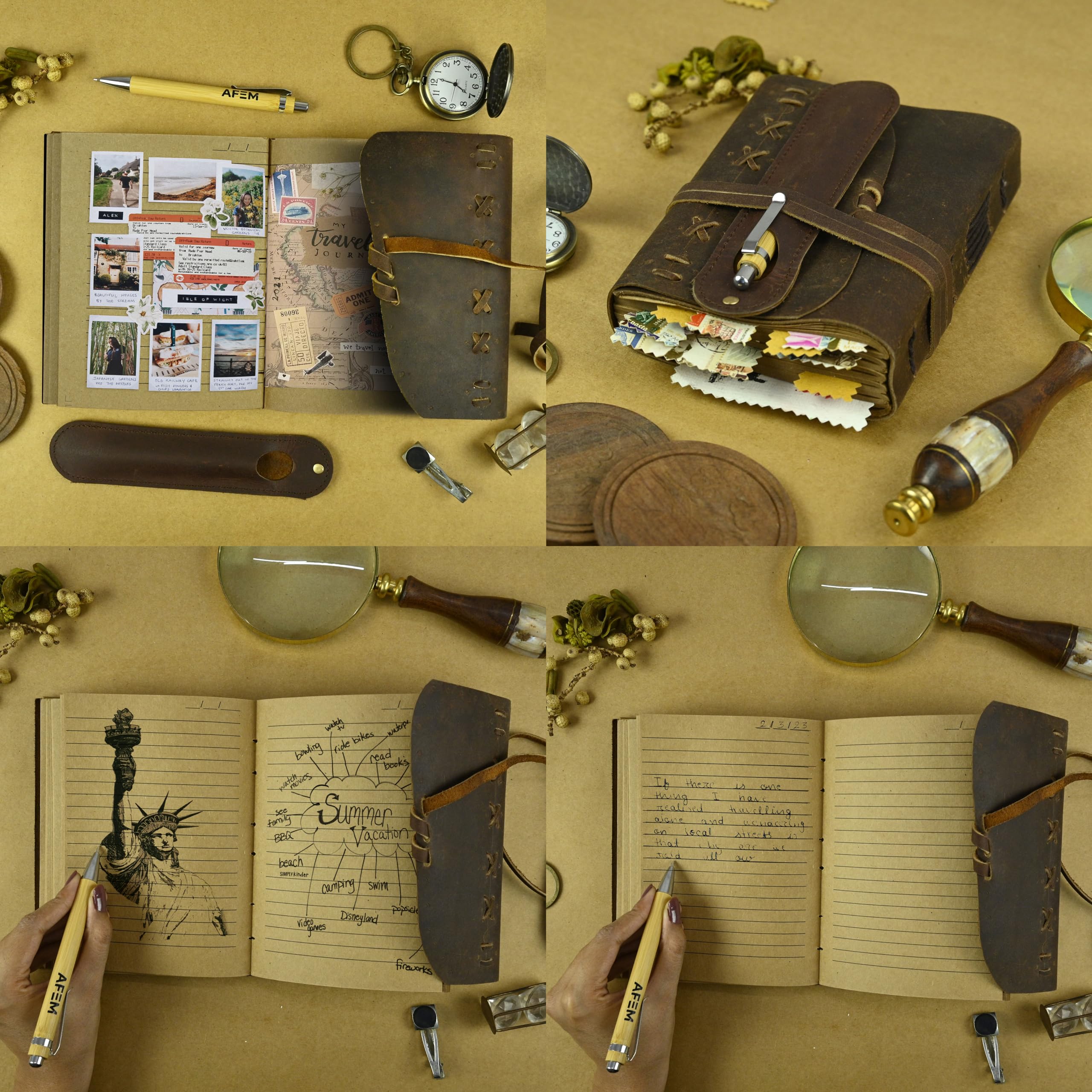 Amazon.co.jp: レザージャーナルノート 男女兼用 デイリーヴィンテージ