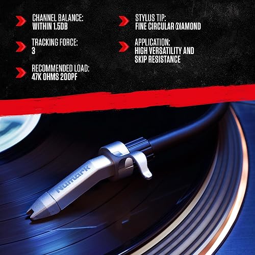 Miniatura 12 de Numark CC-1RS - Lápiz óptico de repuesto prémium para cartucho de tocadiscos numark CC-1 ultra robusto, color gris