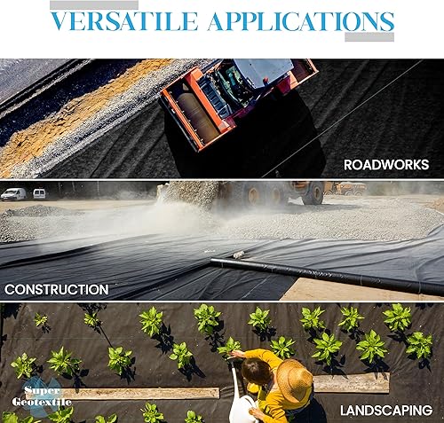 Miniatura 3 de Tela geotextil tejida para estabilización de entradas de vehículos y carreteras, preparación de suelos para construcción, control de erosión, grado