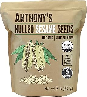 Anthony's Organic Hulled Sesame Seeds, 2 lb, White, Raw, Gluten Free, Non GMO, Keto Friendly
