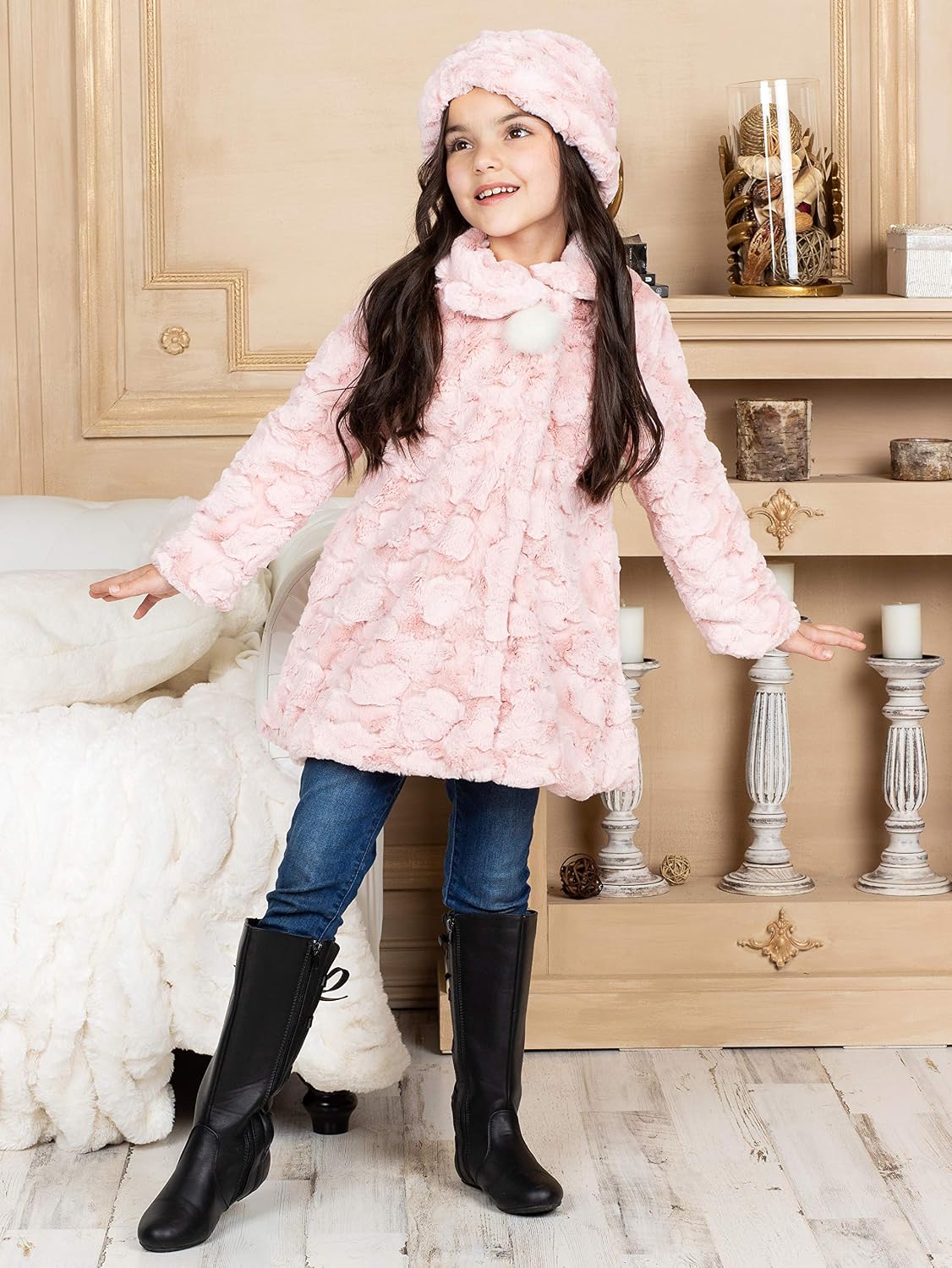 Widgeon Little Girls' Button Front Faux Fur Coat